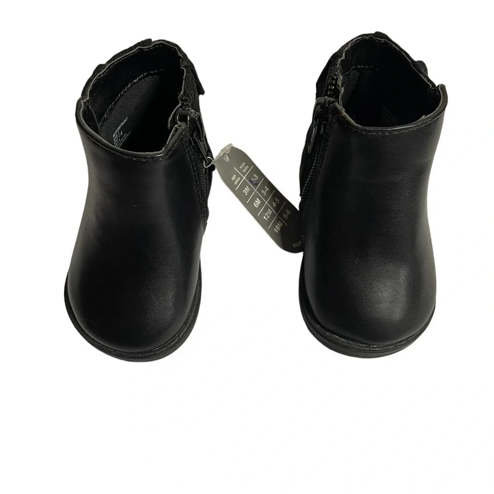 Wonder Nation Infant Girl Black Boots Size 2